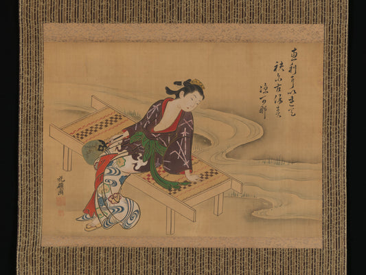 Kaseki, Enjoying the Cool Breeze (Bijin Nōryō-zu), Edo period, ink and color on silk
