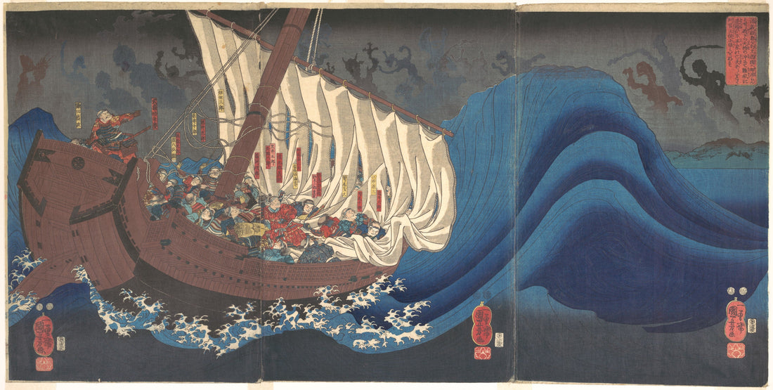 Utagawa Kuniyoshi, Ghosts of the Taira at Daimotsu Bay, Edo period, Ukiyo-e woodblock print