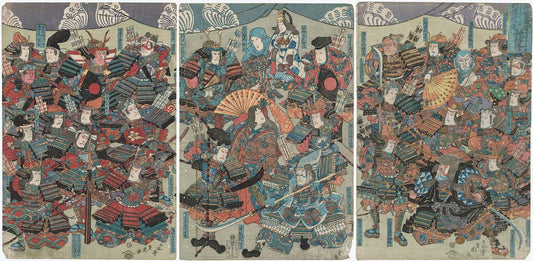 Toyokuni III (Utagawa Kunisada), Heike Warriors (Kabuki actors in disguise), Edo period, Ukiyo-e woodblock print