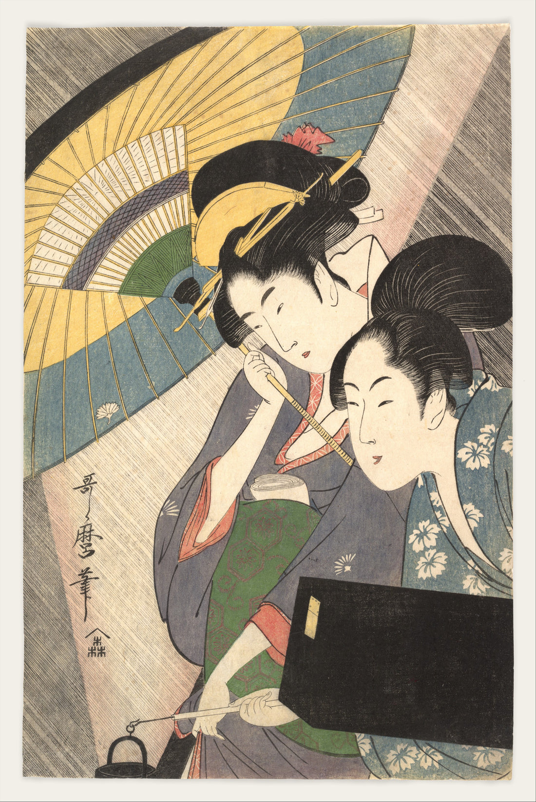 Kitagawa Utamaro, Geisha and Attendant on a Rainy Night, ca. 1797, Ukiyo-e woodblock print