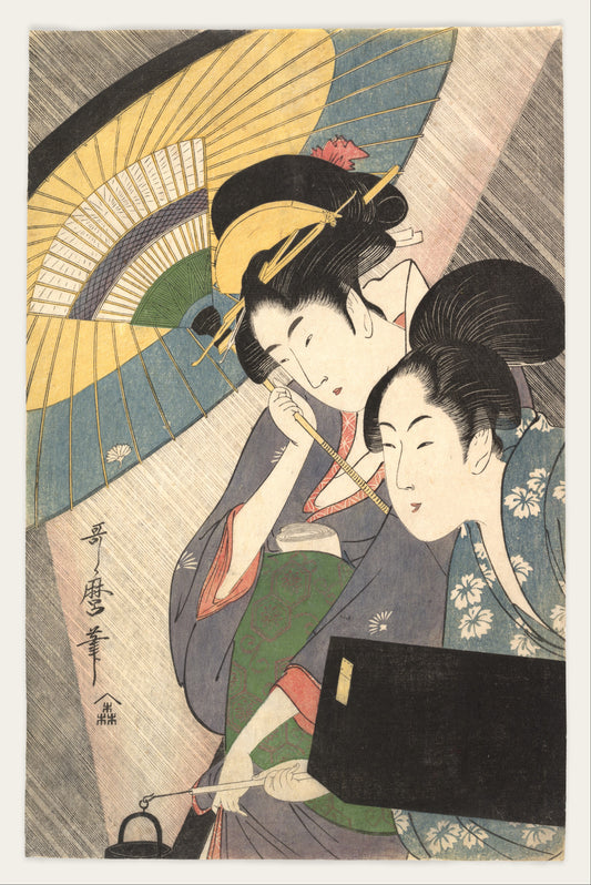 Kitagawa Utamaro, Geisha and Attendant on a Rainy Night, ca. 1797, Ukiyo-e woodblock print