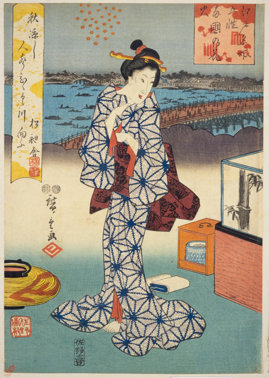 Hiroshige Ryogoku Fireworks - Edo Summer Night in Ukiyo-e