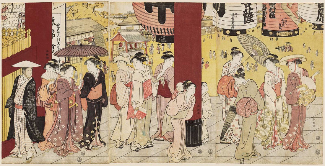 Katsukawa Shuncho, The Niomon Gate of Sensoji (浅草寺仁王門), c. 1788–1790, Ukiyo-e woodblock print