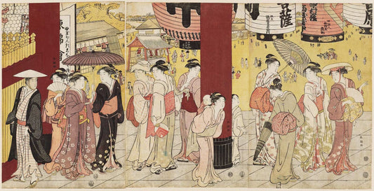 Katsukawa Shuncho, The Niomon Gate of Sensoji (浅草寺仁王門), c. 1788–1790, Ukiyo-e woodblock print