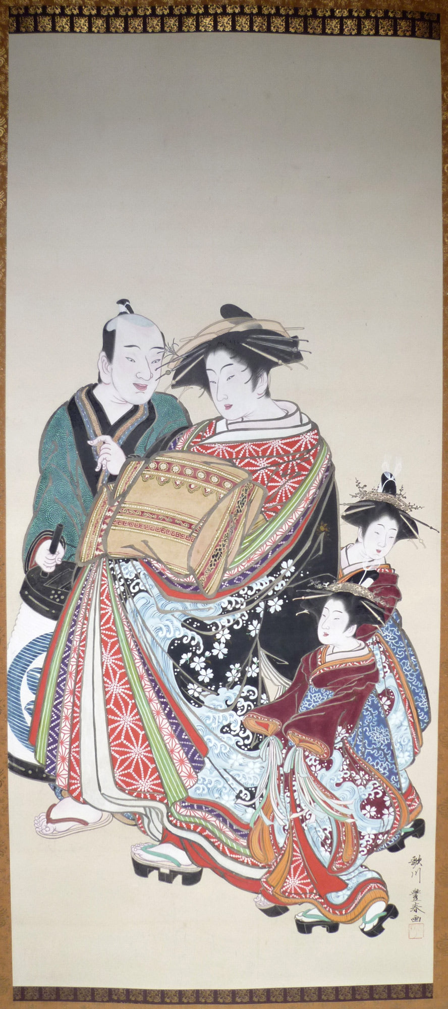 Utagawa Toyoharu, A Courtesan on Her Way to the Teahouse, 1763, Ukiyo-e painting on paper