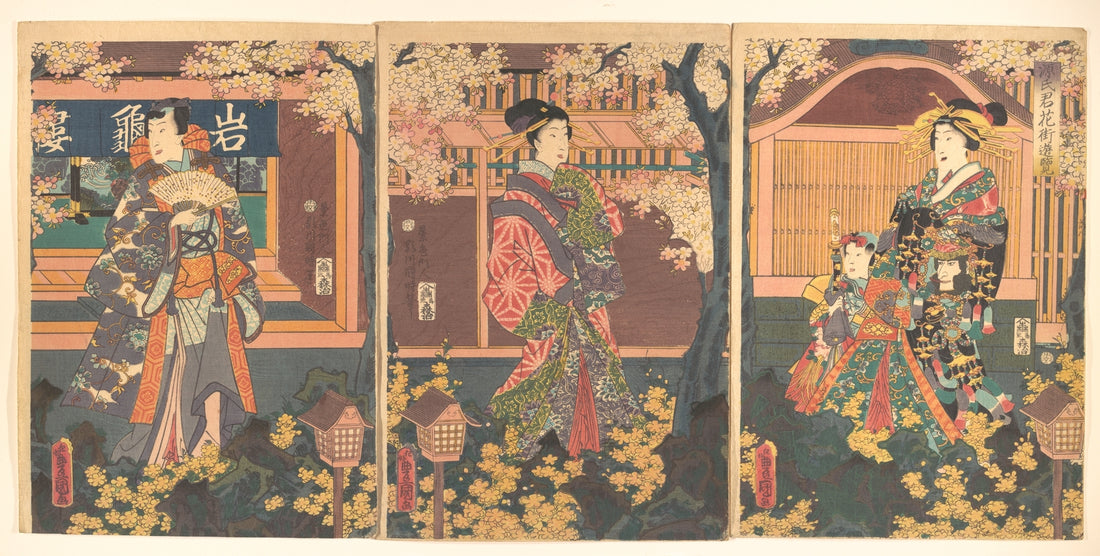 Utagawa Kunisada (Toyokuni III) and Utagawa Kunitoki, Prince Genji Visits the Gankirō Tea House, 1860, Ukiyo-e woodblock print