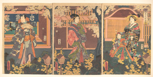 Utagawa Kunisada (Toyokuni III) and Utagawa Kunitoki, Prince Genji Visits the Gankirō Tea House, 1860, Ukiyo-e woodblock print