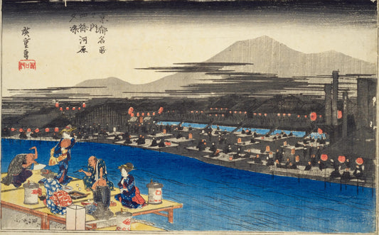 Utagawa Hiroshige, Kyoto Meisho no Uchi – Shijo Kawara Yusuzumi, 19th century, Ukiyo-e woodblock print
