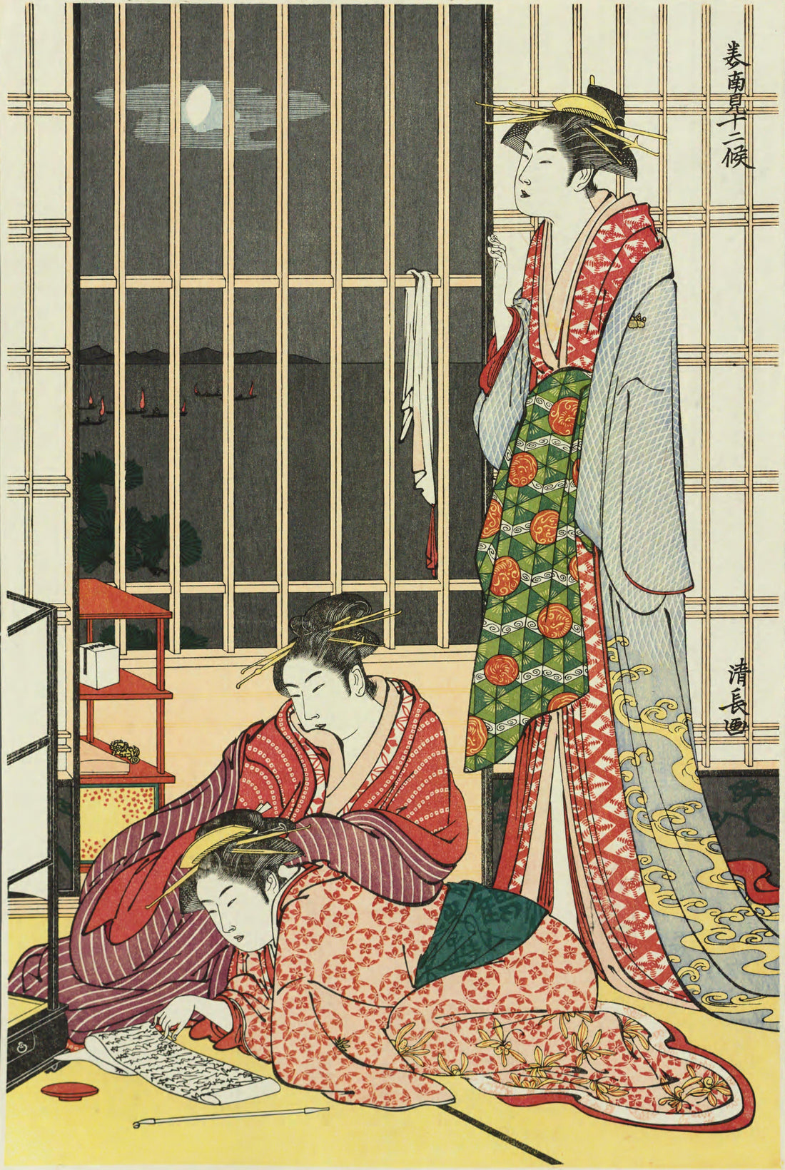 Torii Kiyonaga, Minami Junikko Kugatsu, Edo period, Ukiyo-e woodblock print bijin-ga
