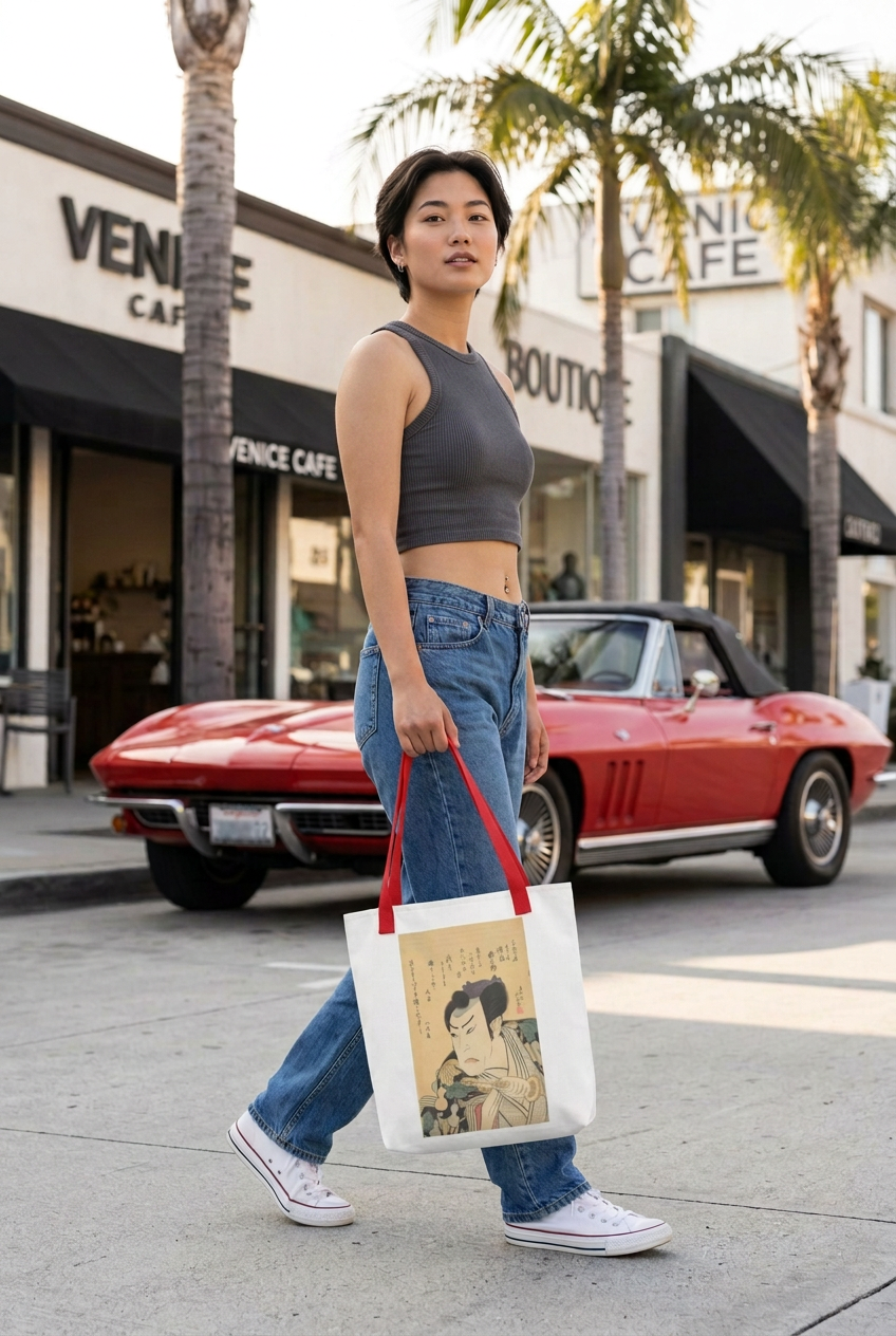 Hokushū "Asao Gakujūrō I as Mashiba Hisatsugu" Ukiyo-e Tote Bag