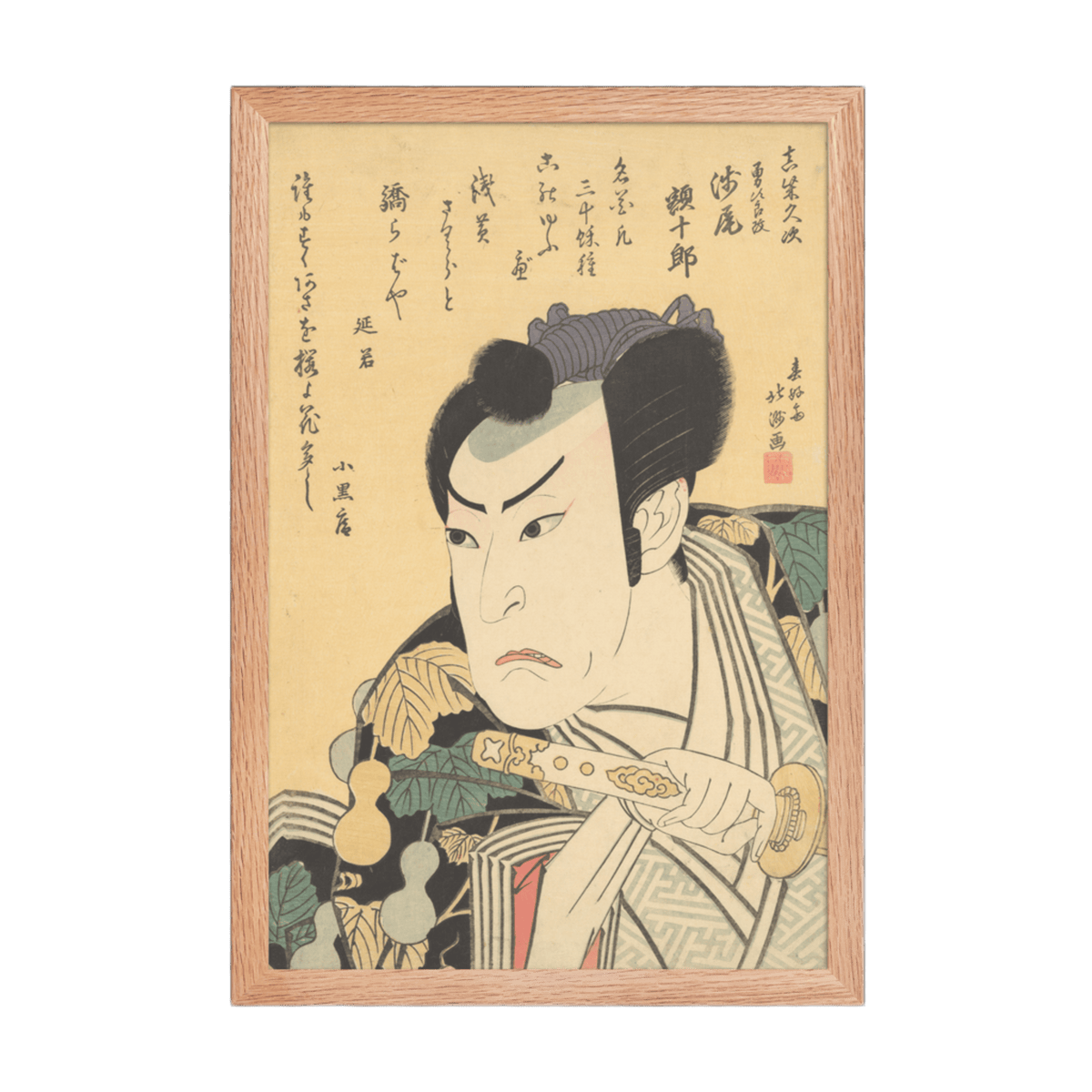 Shunkōsai Hokushū, The Actor Asao Gakujūrō I, Edo period, Ukiyo-e woodblock print, 12 × 18 in framed poster in White