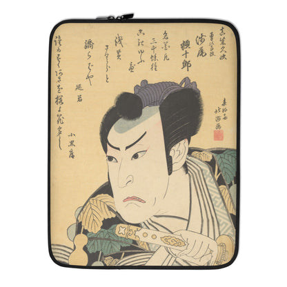 Shunkōsai Hokushū, The Actor Asao Gakujūrō I as Mashiba Hisatsugu, 1822, Ukiyo-e woodblock print, laptop sleeve
