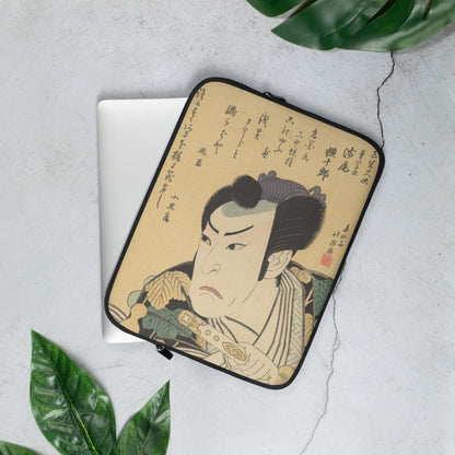 Shunkōsai Hokushū, The Actor Asao Gakujūrō I as Mashiba Hisatsugu, 1822, Ukiyo-e woodblock print, laptop sleeve
