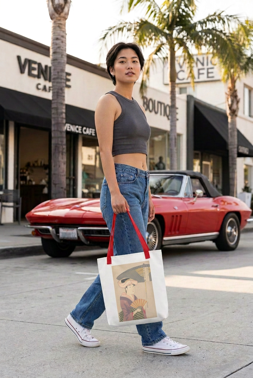 Utamaro "Woman Holding Up a Parasol" Ukiyo-e Tote Bag