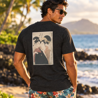 Kitagawa Utamaro, The Lovers Komurasaki and Gonpachi, Edo period, Ukiyo-e woodblock print, back-print T-shirt
