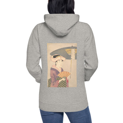 Unisex Premium Hoodie | Utamaro: "Woman Holding Up a Parasol" Premium Back-Print Hoodie