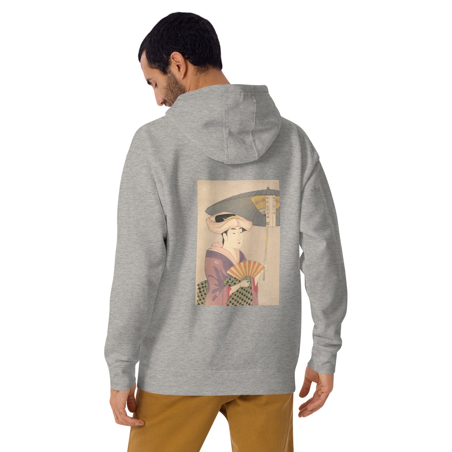 Unisex Premium Hoodie | Utamaro: "Woman Holding Up a Parasol" Premium Back-Print Hoodie