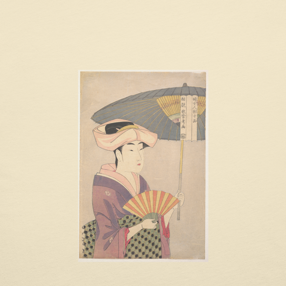 Kitagawa Utamaro, Woman Holding Up a Parasol, Edo period, Ukiyo-e woodblock print, back-print T-shirt
