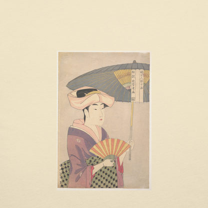 Kitagawa Utamaro, Woman Holding Up a Parasol, Edo period, Ukiyo-e woodblock print, back-print T-shirt
