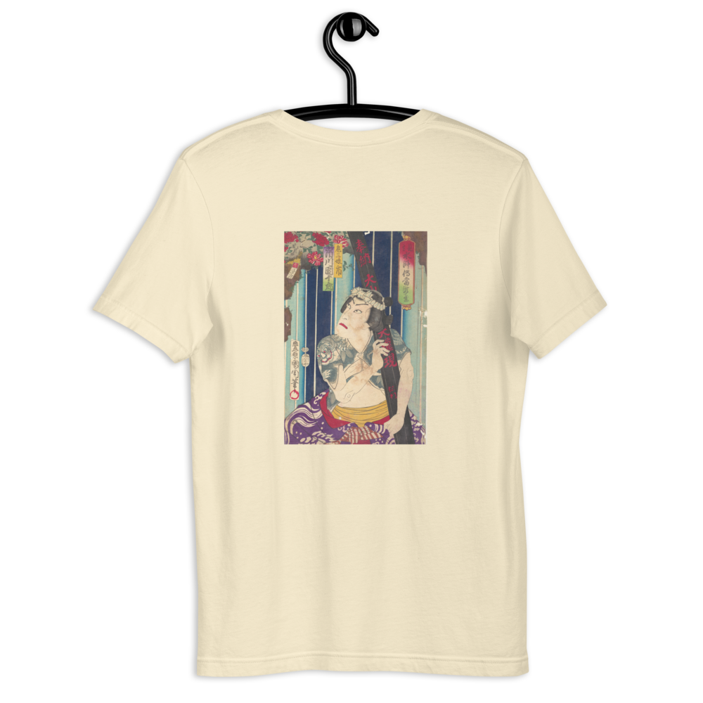 Toyohara Kunichika, Ichikawa Danjūrō as Sanjō, Meiji period, Ukiyo-e woodblock print, back-print T-shirt
