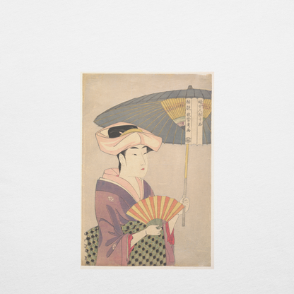 Kitagawa Utamaro, Woman Holding Up a Parasol, Edo period, Ukiyo-e woodblock print, back-print T-shirt
